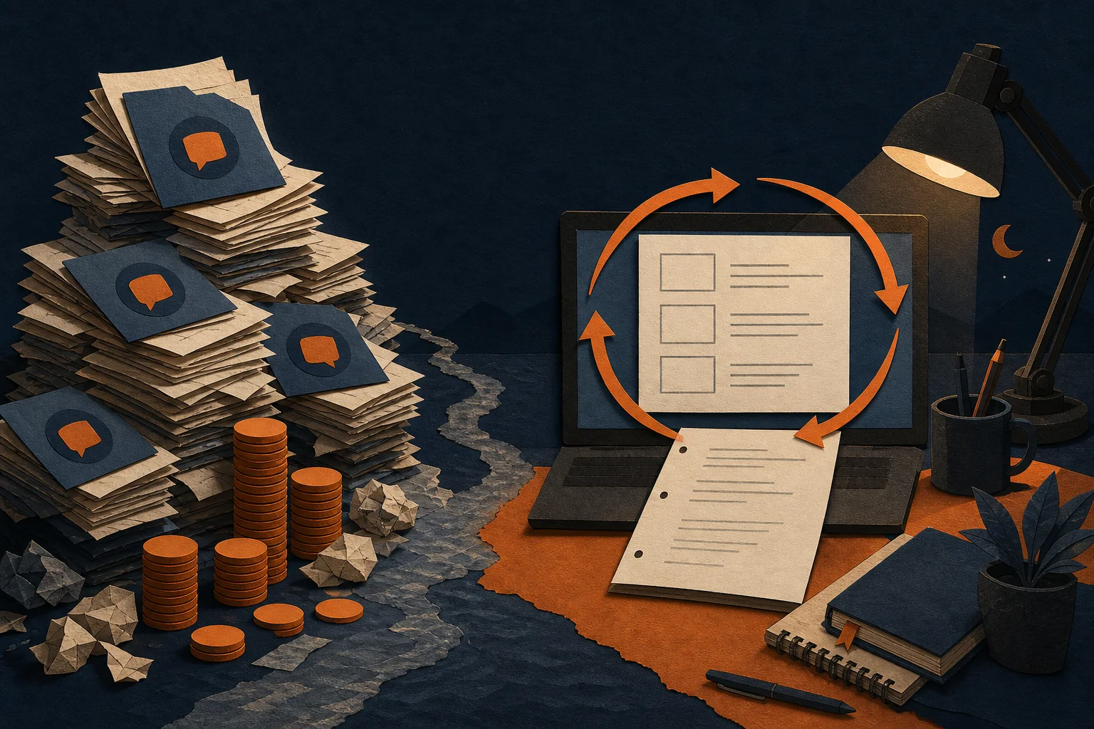 Repeated coverage invoices balanced against a reusable screenplay feedback loop