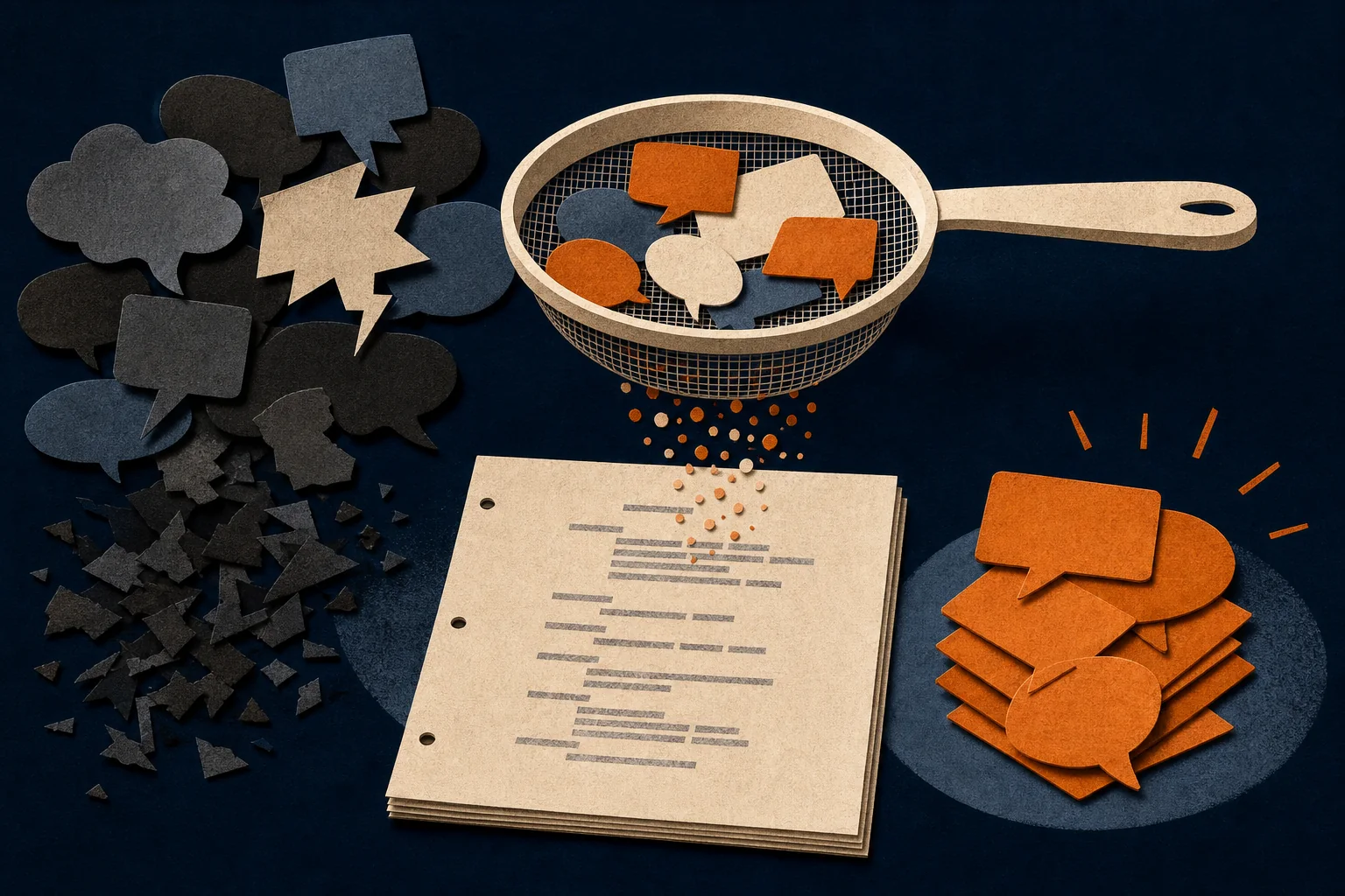 Useful screenplay notes passing through a sieve while noise stays outside